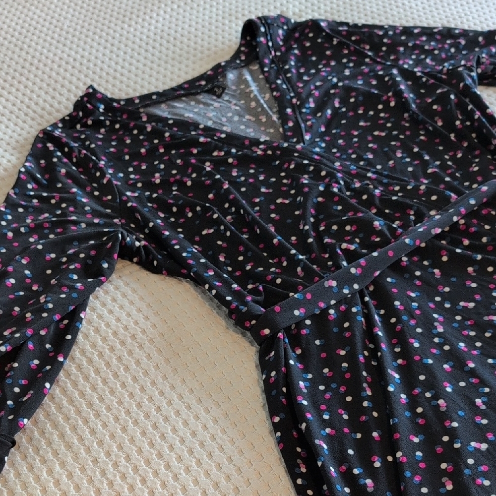 Black Floral Wrap Dress with Pink Accents - Brand - Picture 13 of 13